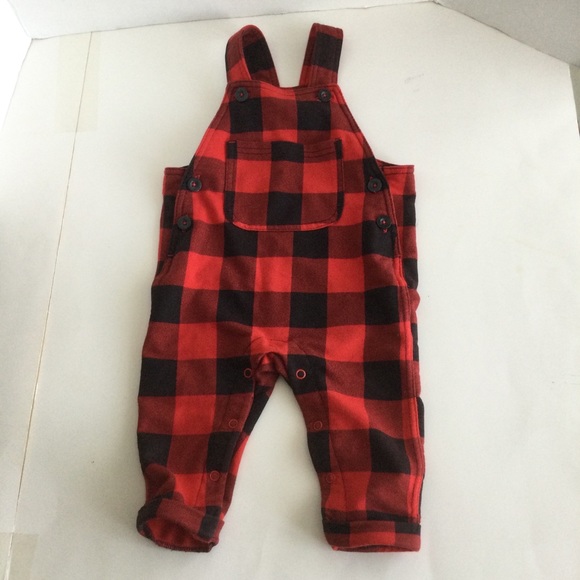 Joe Fresh Plaid Overalls 6-12 months - Picture 2 of 4
